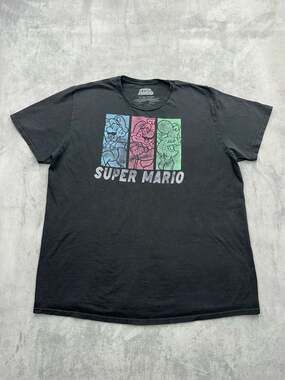 Super Mario Nintendo Graphic T-Shirt Featuring Mario Luigi and Yoshi Black 2XL